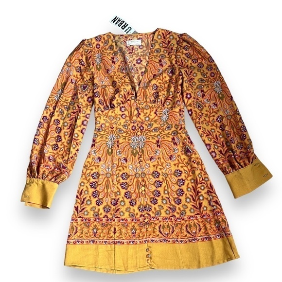 Urban Outfitters Dresses & Skirts - NWT Urban Outfitters Orange Floral 70s-Inspired Mini Dress XS
